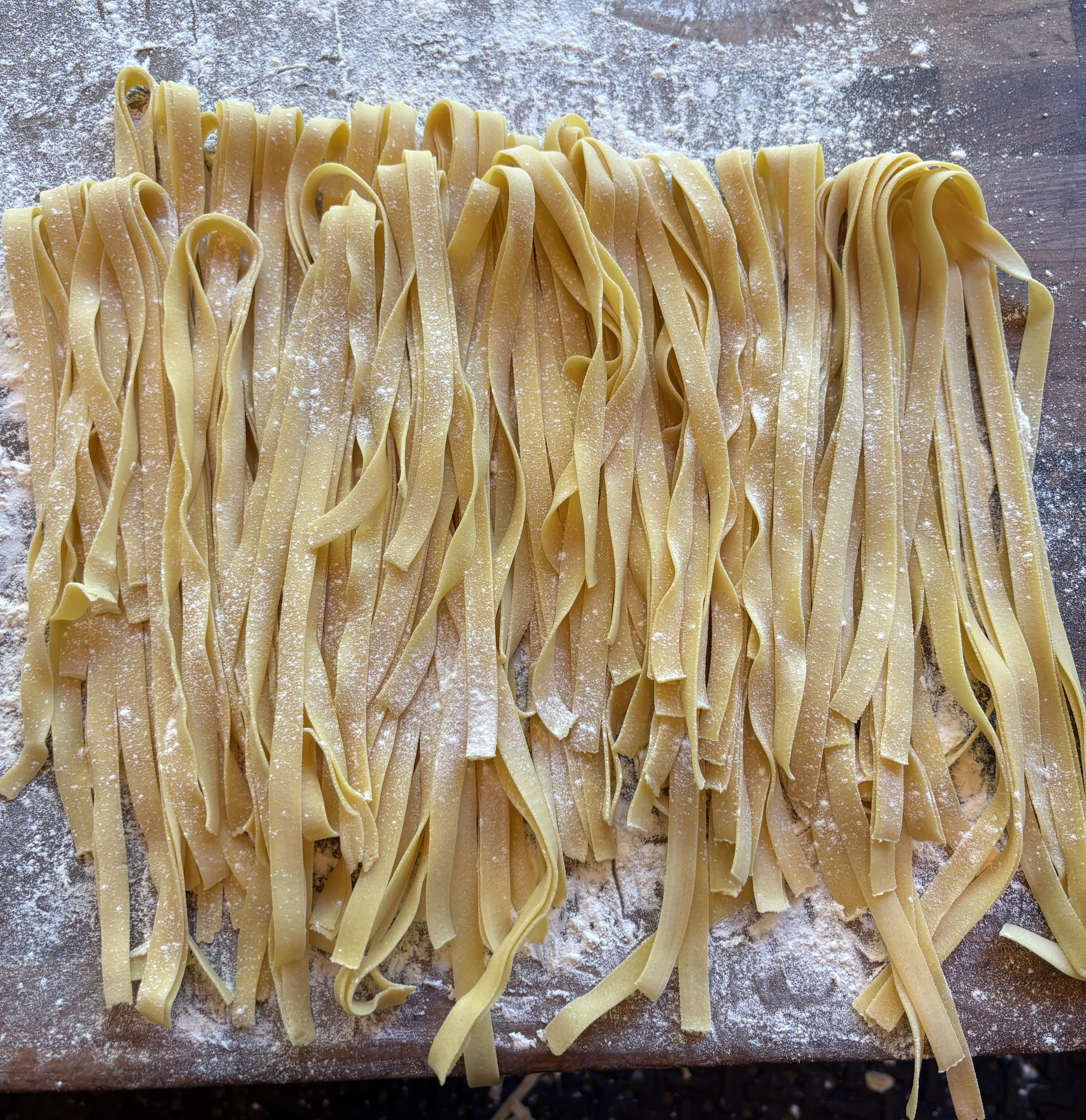 Fresh handmade tagliatelle ribbons